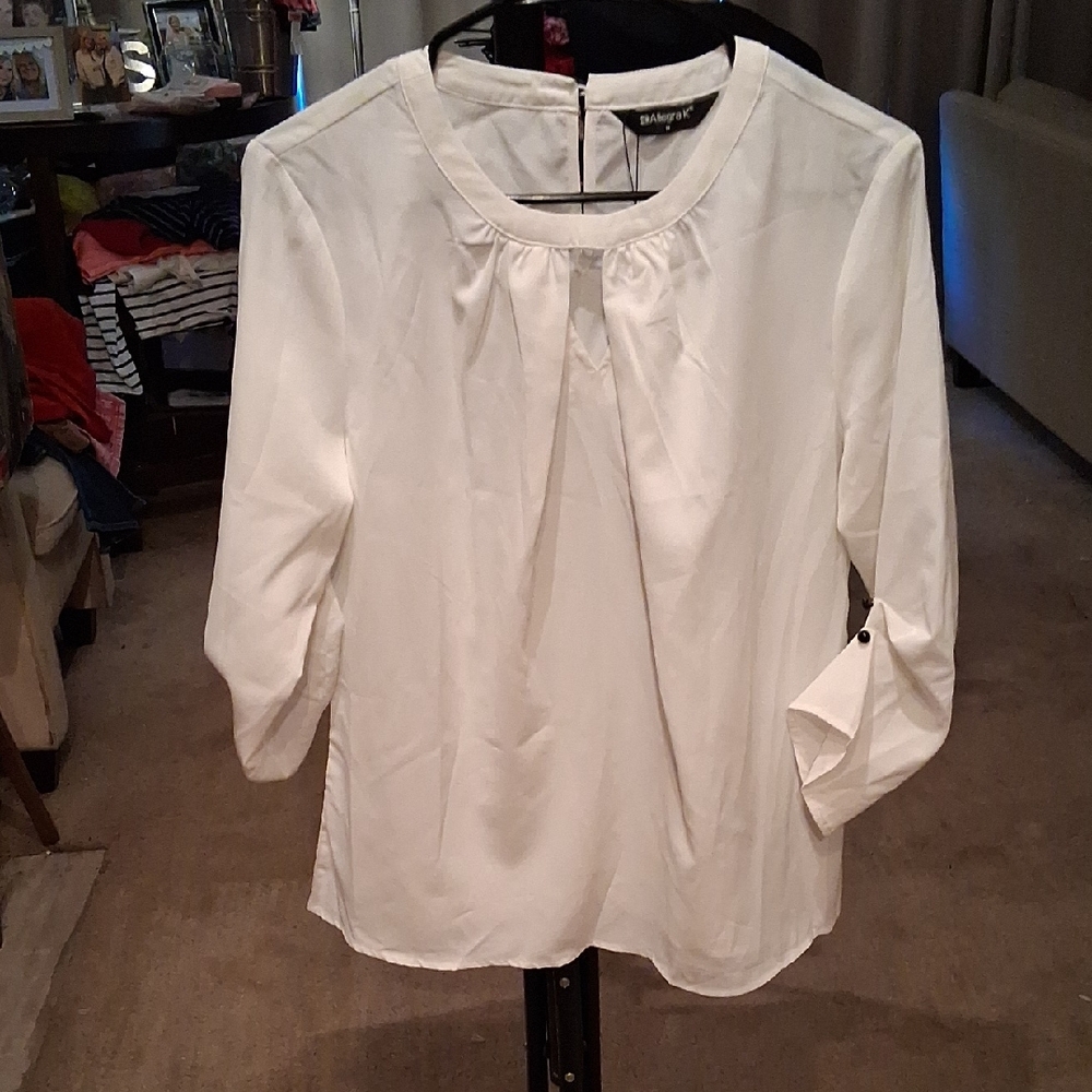 Allegra K Elegant White Blouse